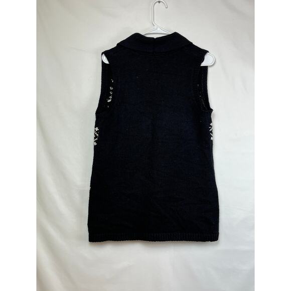 Coldwater Creek Women's Medium White/Black Holiday Moose Print One Button Vest - Picture 8 of 8